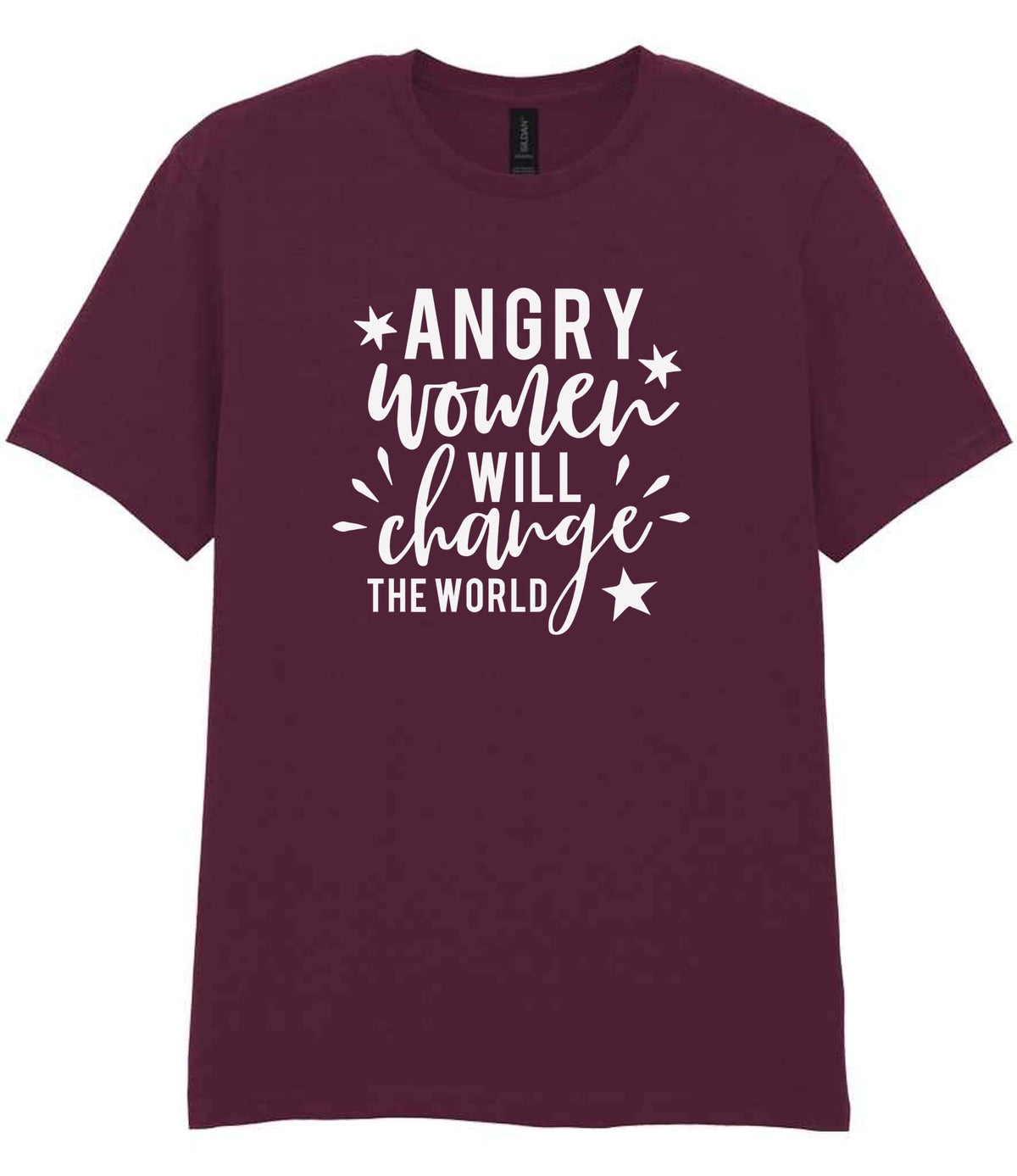 Angry Women Will Change the World t-shirt in maroon