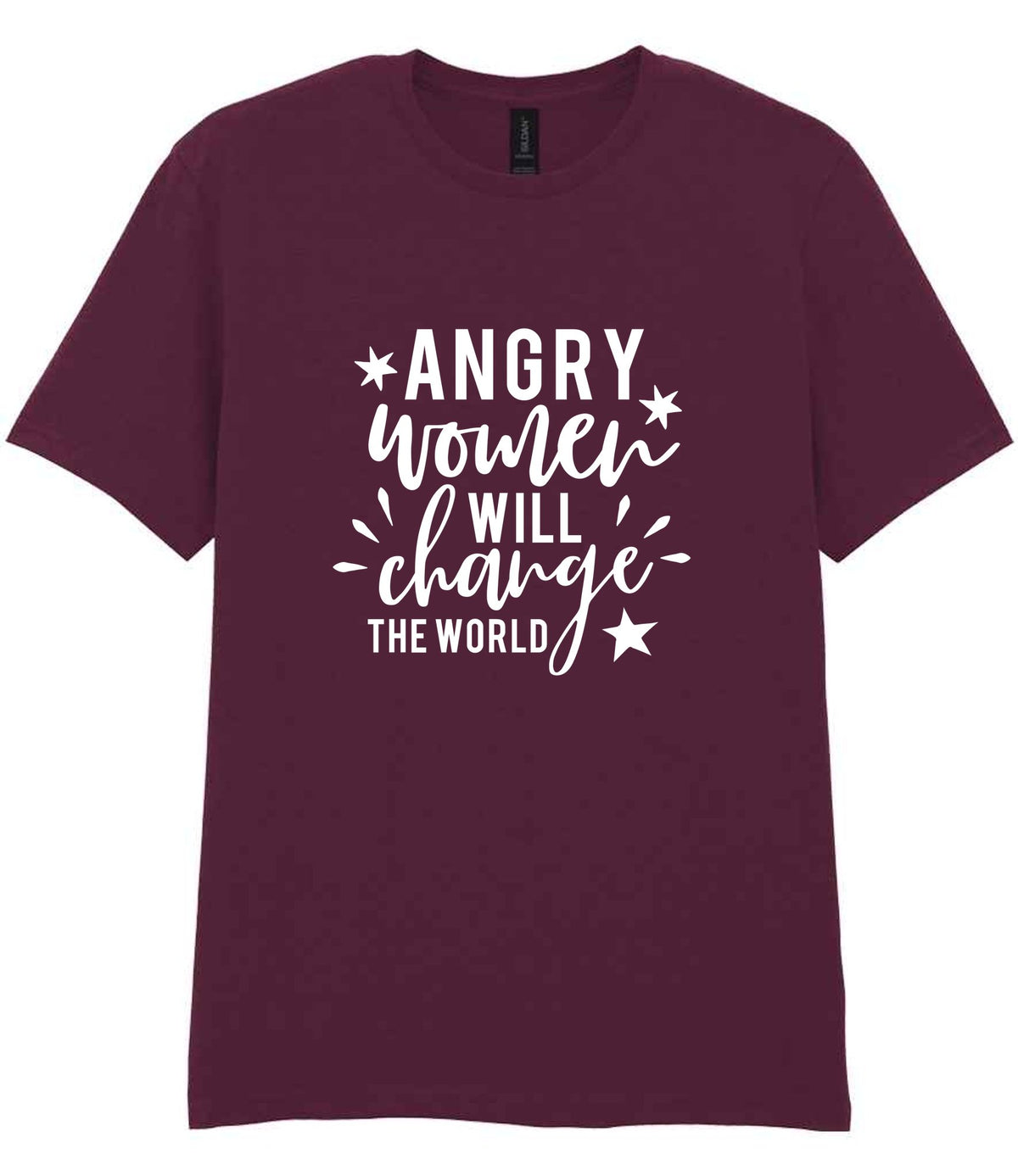 Angry Women Will Change the World t-shirt in maroon