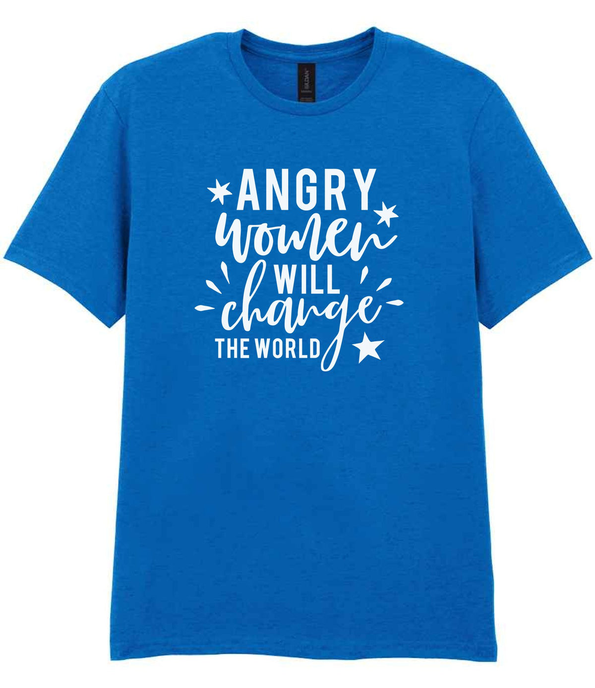 Angry Women Will Change the World t-shirt in royal blue