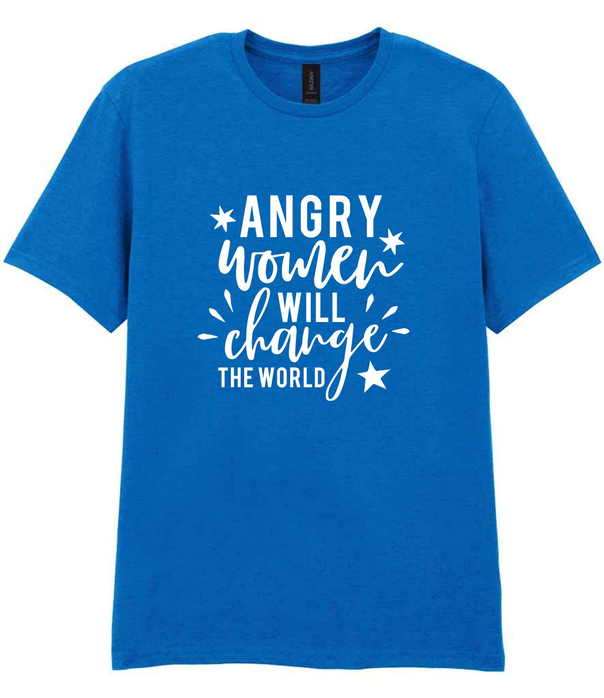 Angry Women Will Change the World t-shirt in royal blue