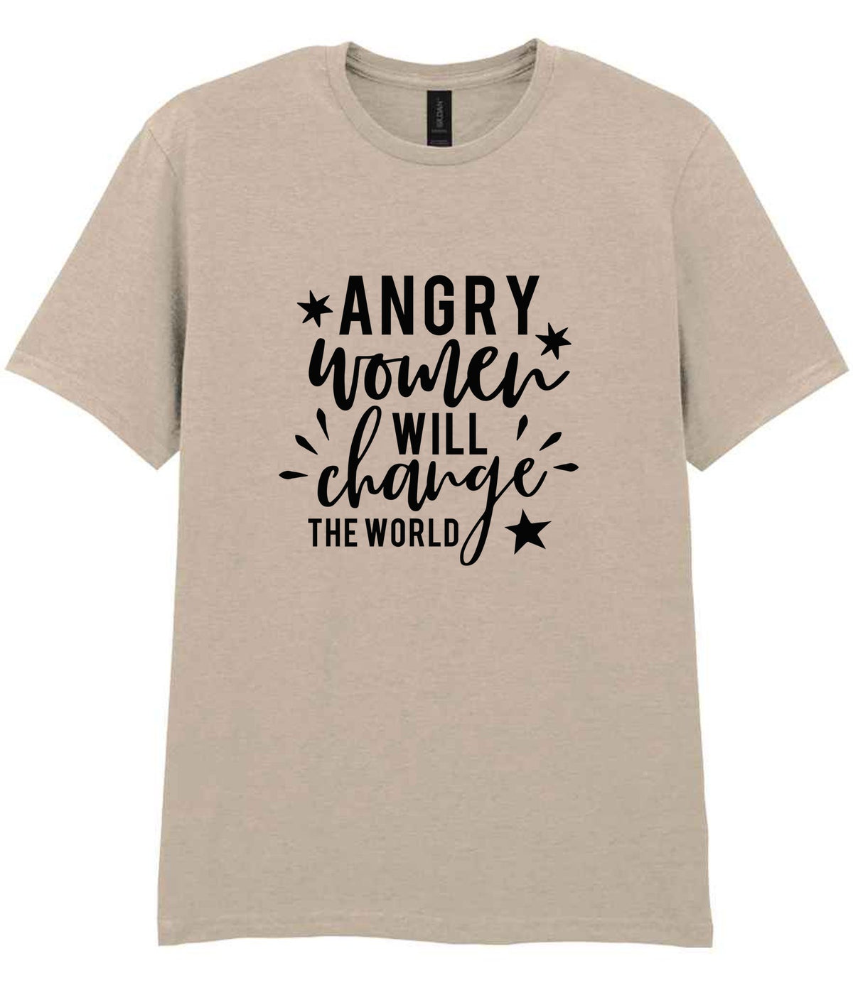 Angry Women Will Change the World t-shirt in sand