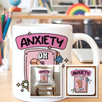 Anxiety Switch Mug, Coaster and Cushion Matching Set in White