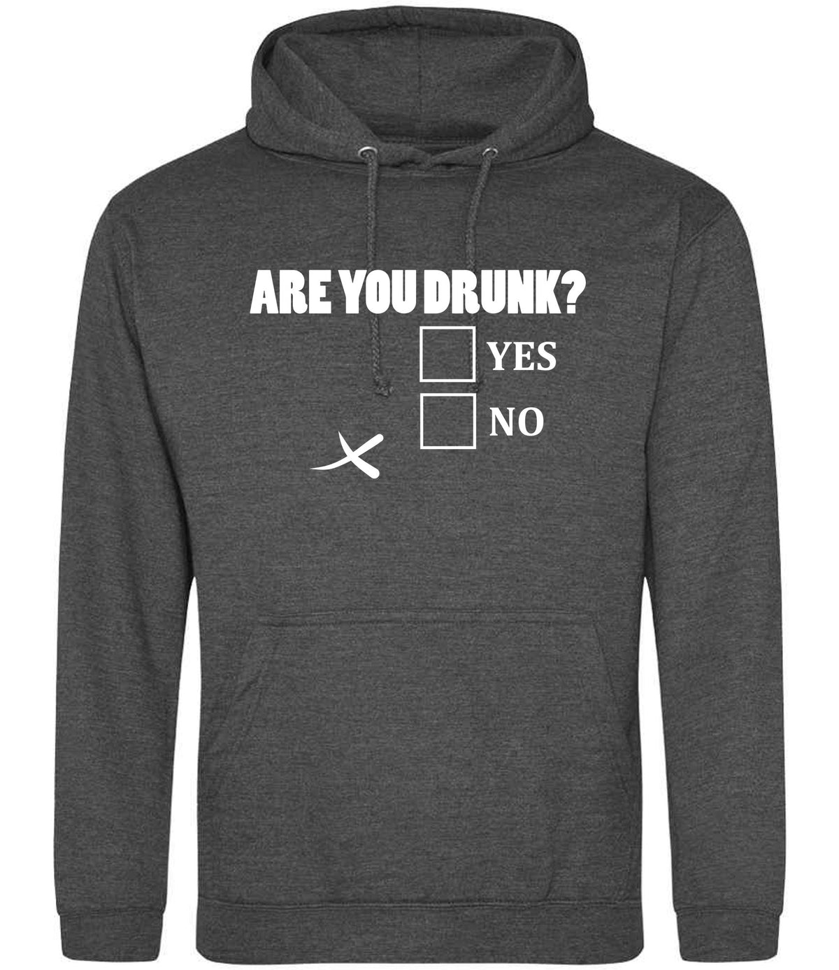 Are You Drunk? Yes No hoodie in charcoal