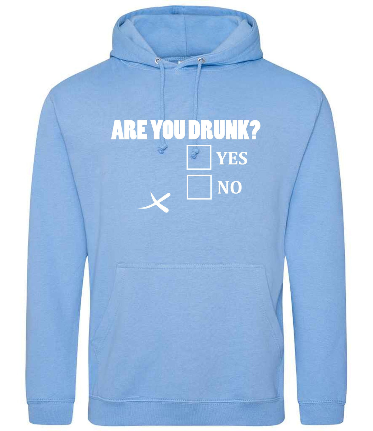 Are You Drunk? Yes No hoodie in cornflower blue