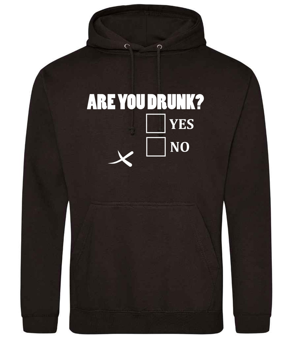 Are You Drunk? Yes No hoodie in jet black