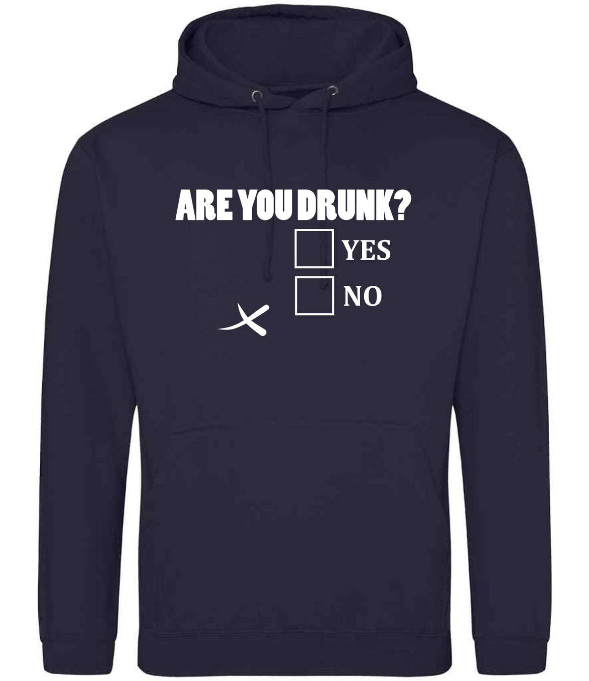 Are You Drunk? Yes No hoodie in new french navy