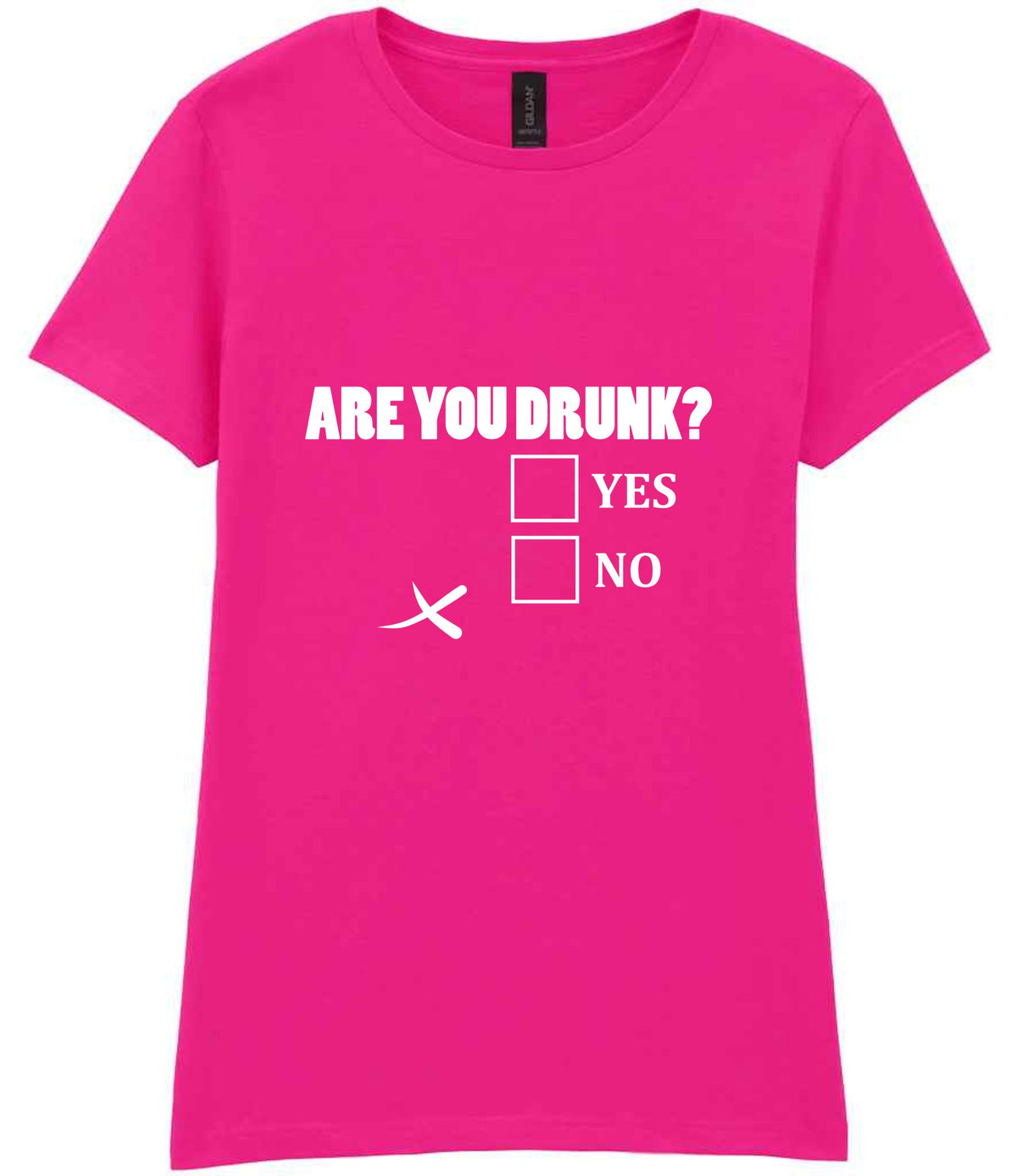 Are You Drunk? Yes No t-shirt in azalea