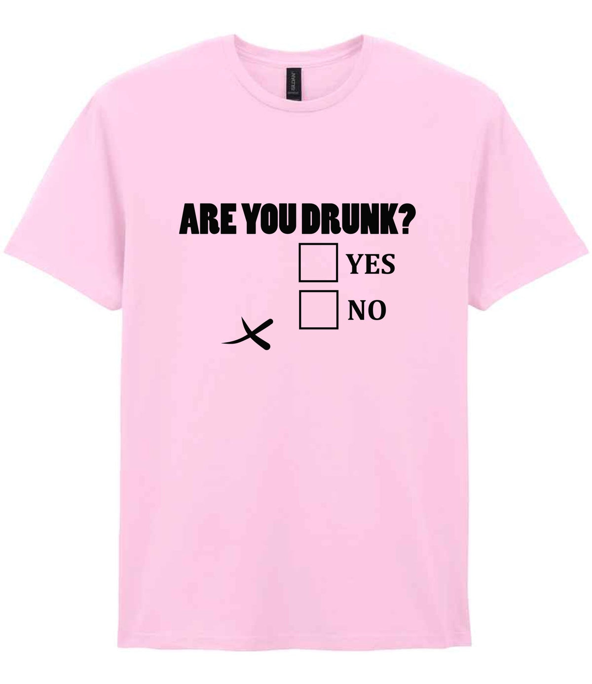 Are You Drunk? Yes No t-shirt in light pink