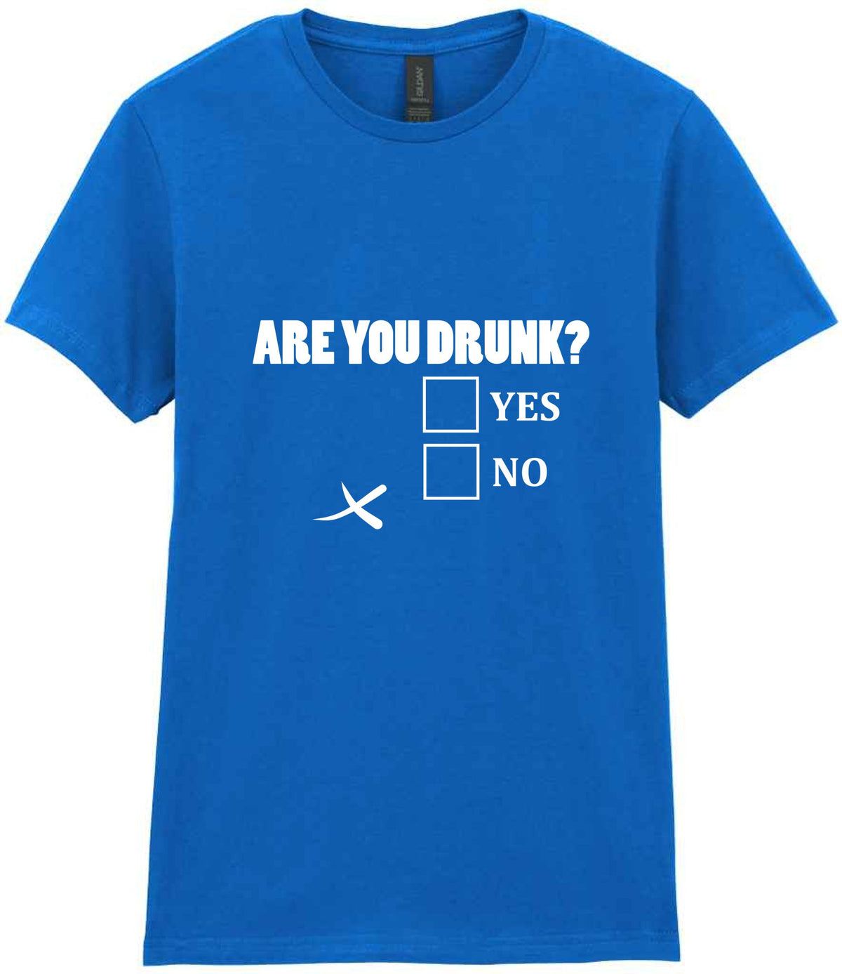 Are You Drunk? Yes No t-shirt in royal blue