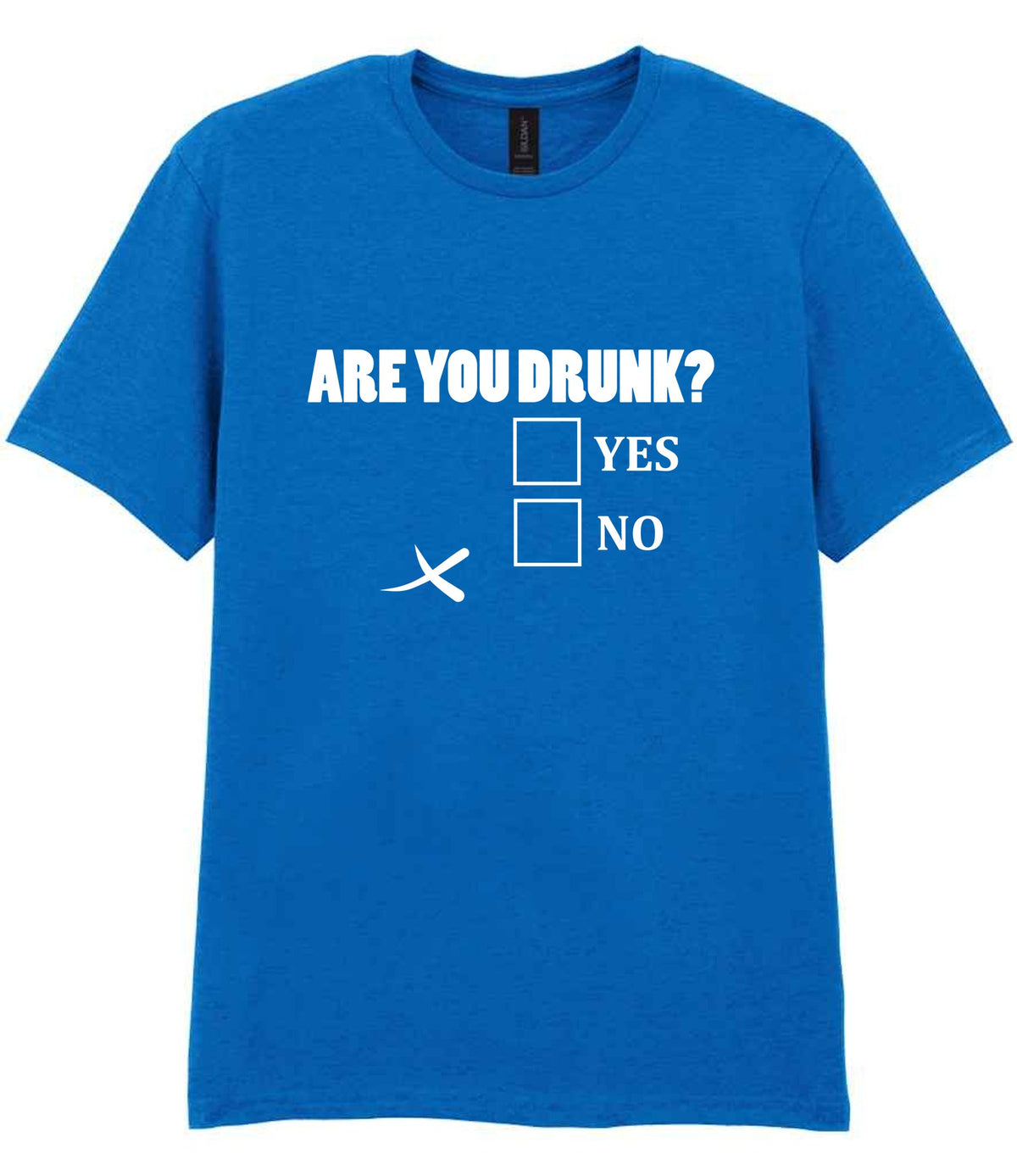 Are You Drunk? Yes No t-shirt in royal blue