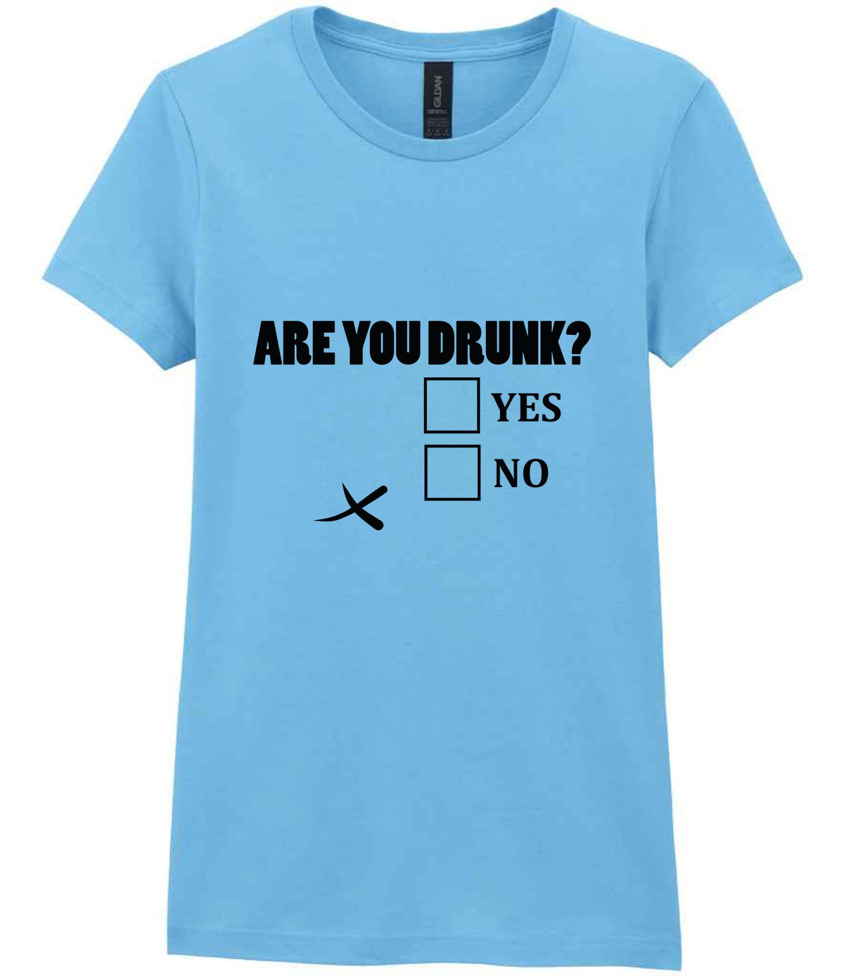 Are You Drunk? Yes No t-shirt in sky blue