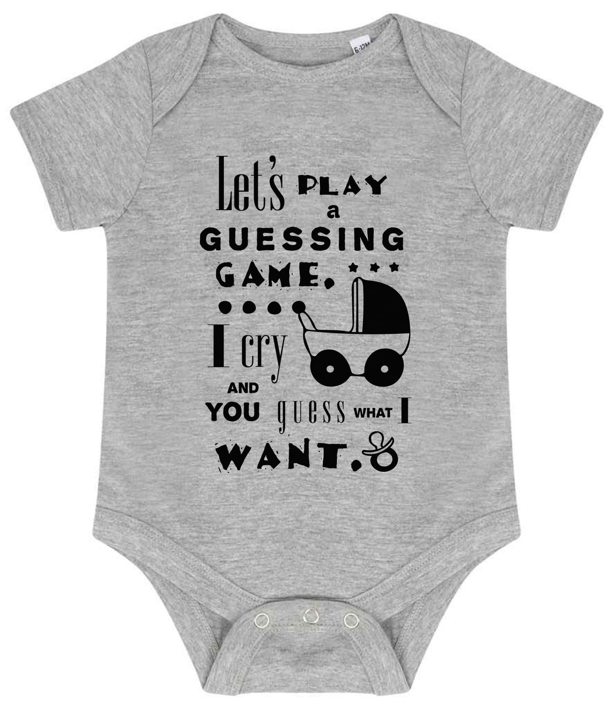 Baby Guessing Game Quote baby bodysuit in heather grey