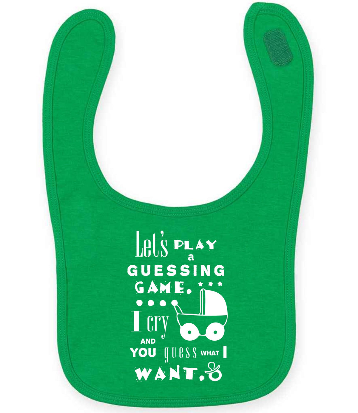 Baby Guessing Game Quote toddler bib in kelly green