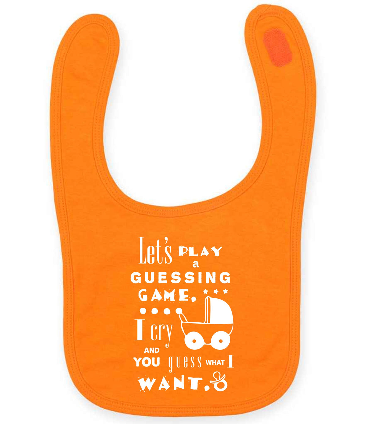 Baby Guessing Game Quote toddler bib in orange