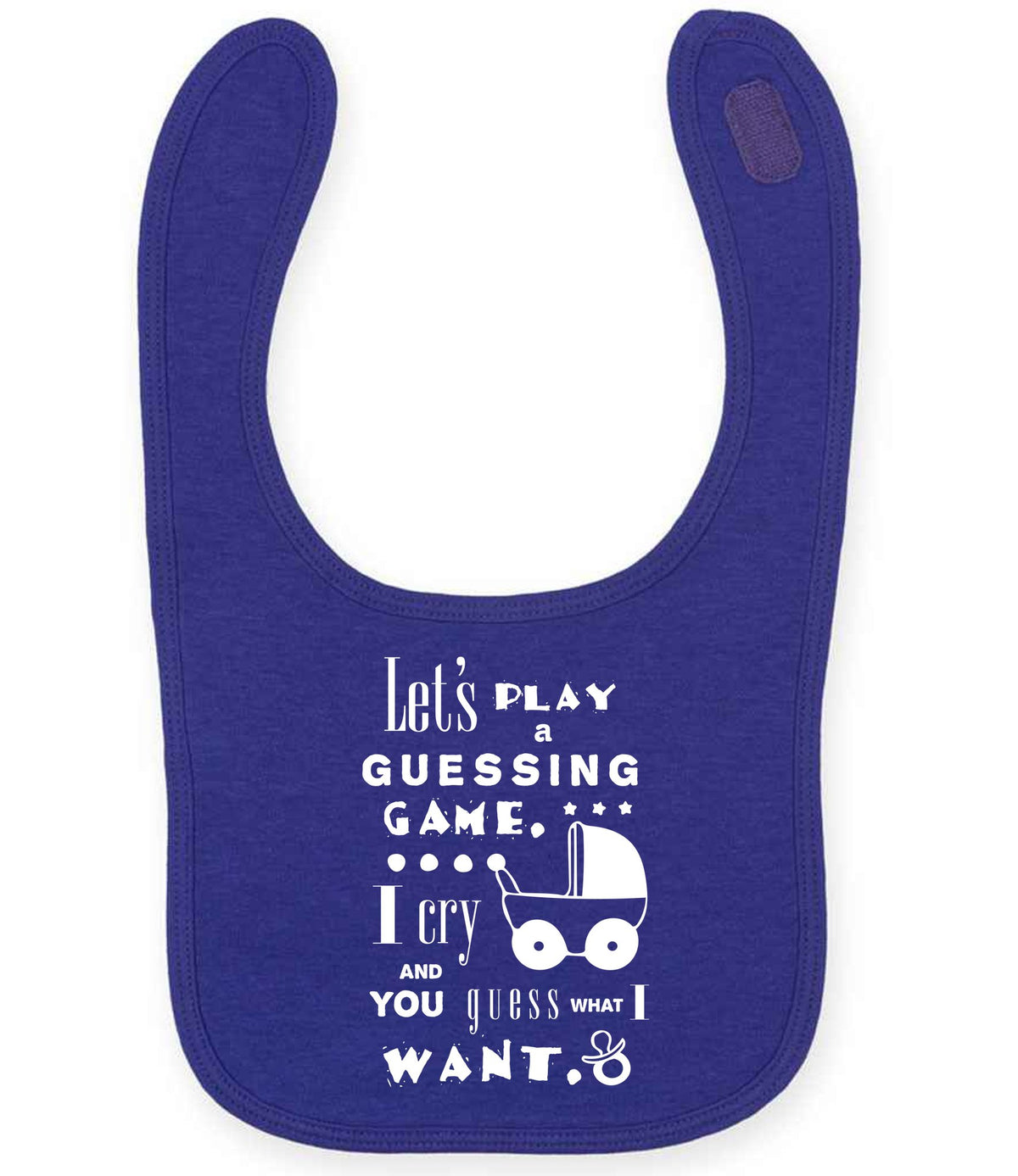 Baby Guessing Game Quote toddler bib in purple