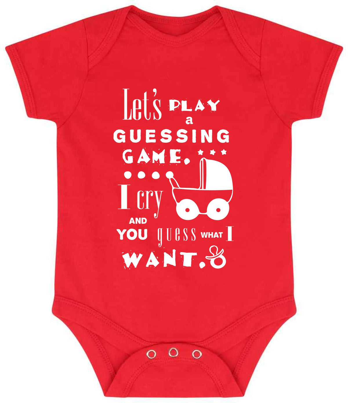 Baby Guessing Game Quote baby bodysuit in red