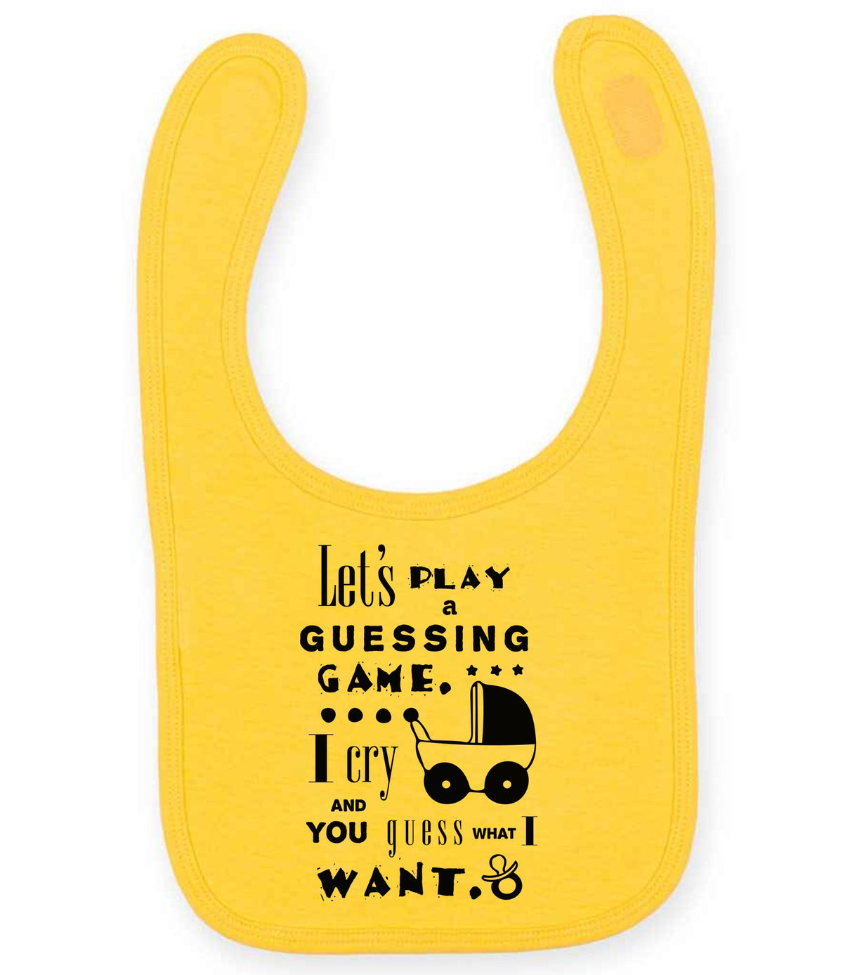 Baby Guessing Game Quote toddler bib in sunflower
