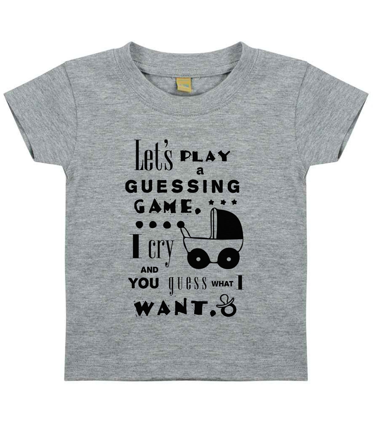 Baby Guessing Game Quote t-shirt in heather grey