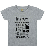 Baby Guessing Game Quote t-shirt in heather grey