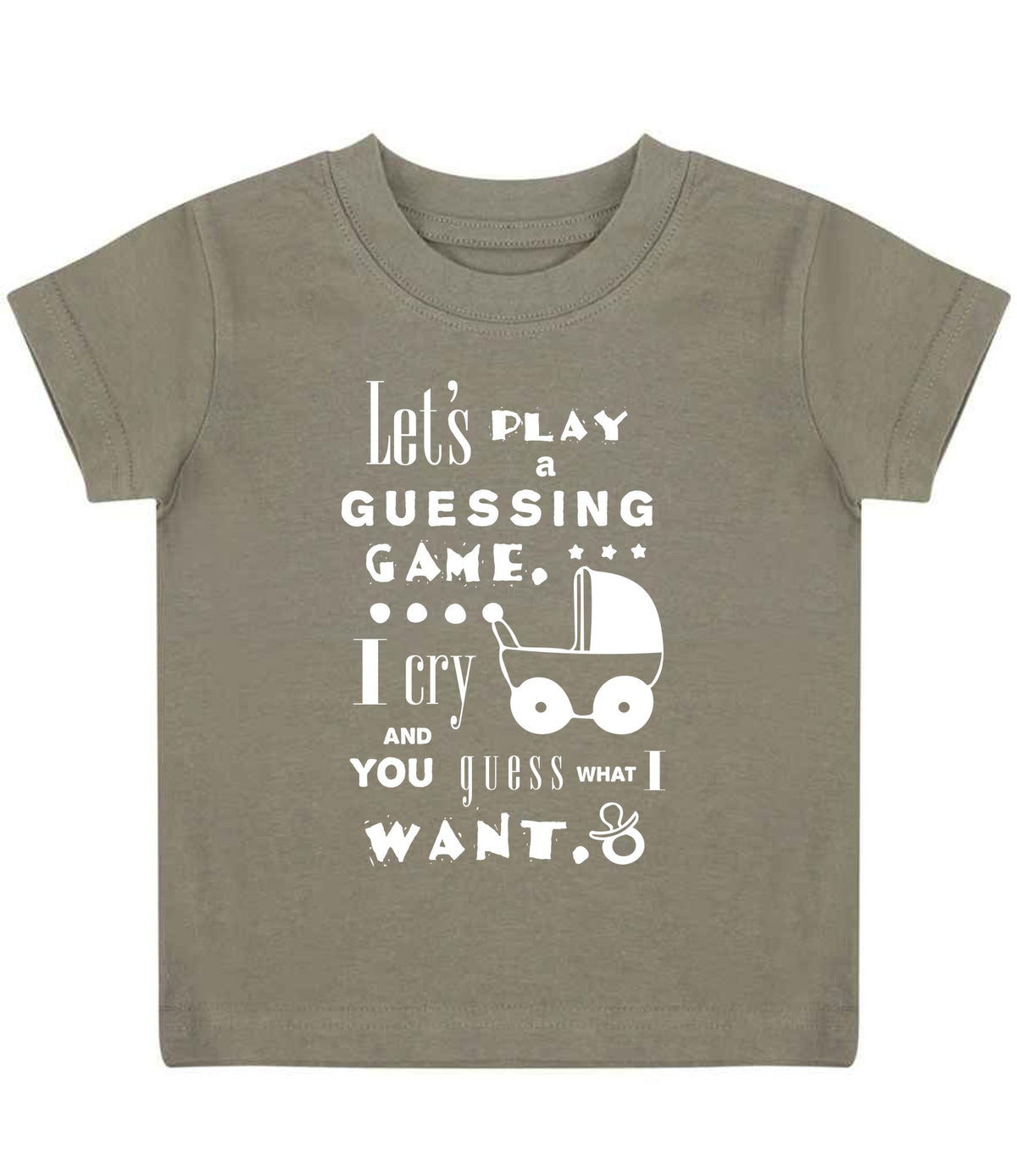 Baby Guessing Game Quote t-shirt in khaki