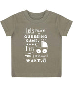 Baby Guessing Game Quote t-shirt in khaki