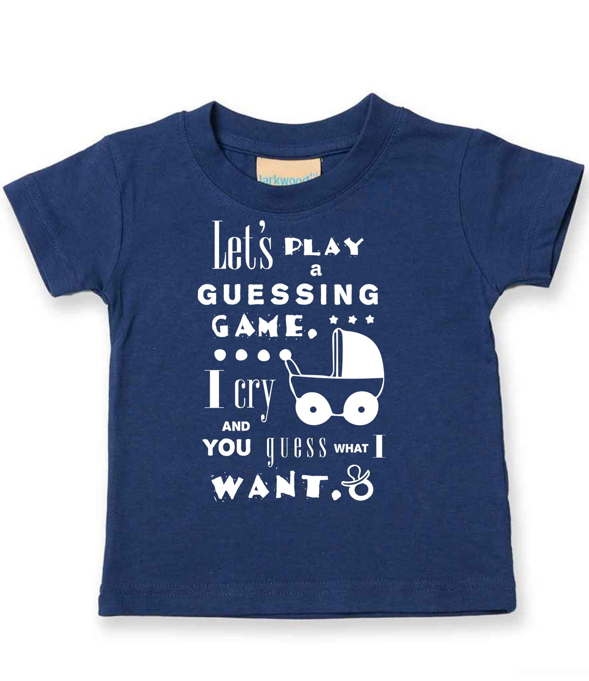 Baby Guessing Game Quote t-shirt in navy