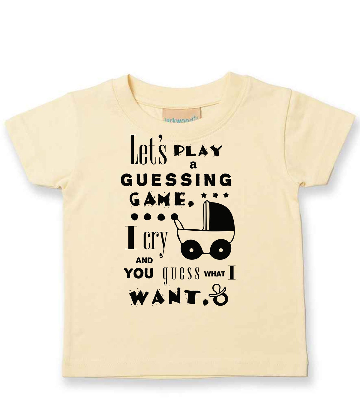 Baby Guessing Game Quote t-shirt in pale yellow