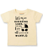 Baby Guessing Game Quote t-shirt in pale yellow