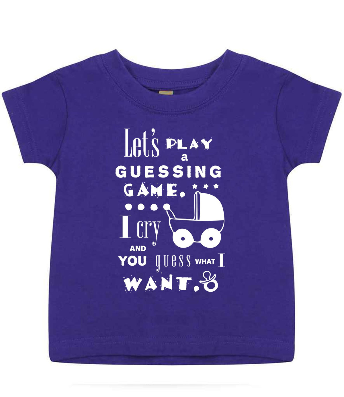 Baby Guessing Game Quote t-shirt in purple