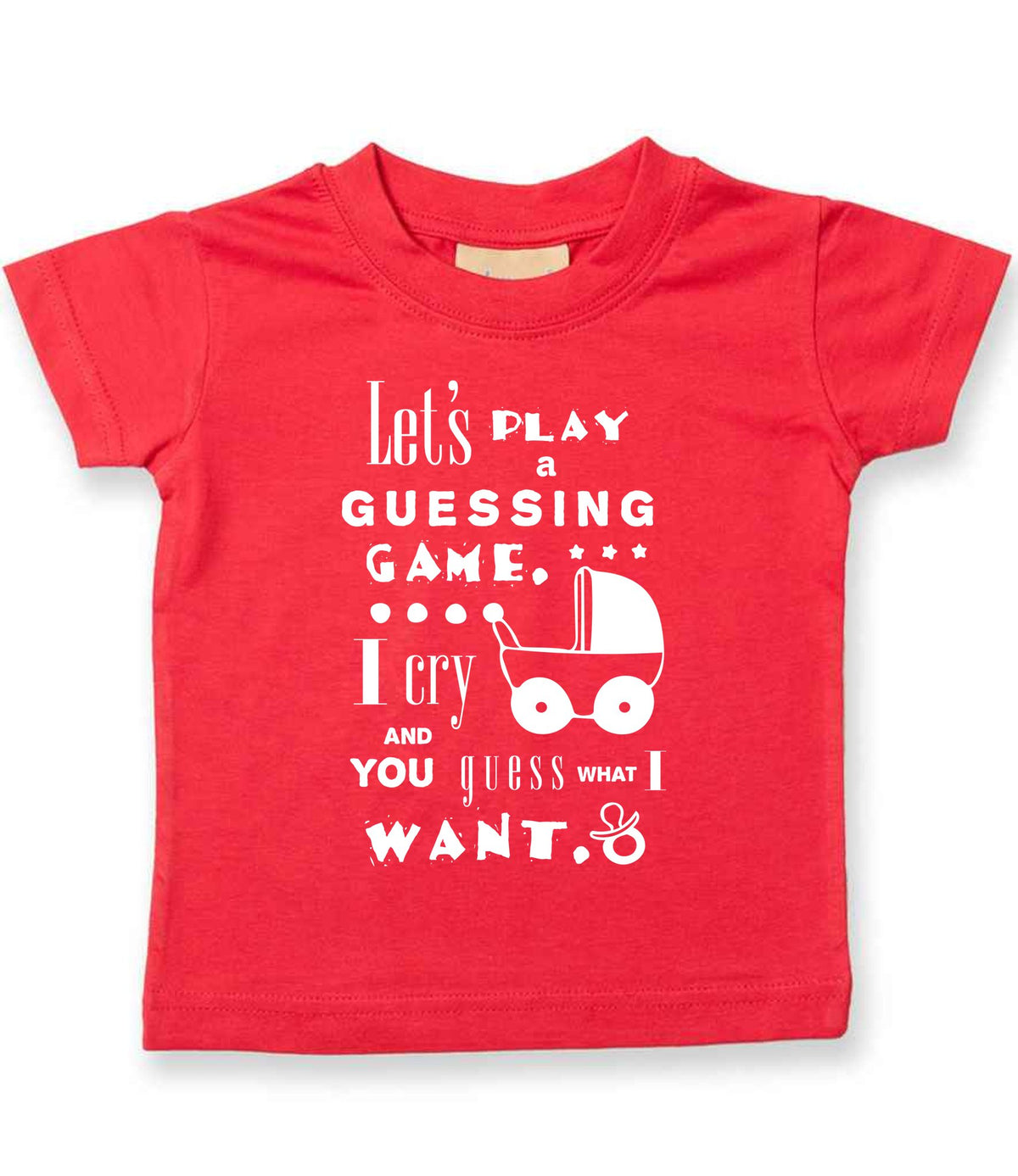 Baby Guessing Game Quote t-shirt in red