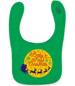 Baby's First Christmas larkwood baby/toddler bib in kelly green