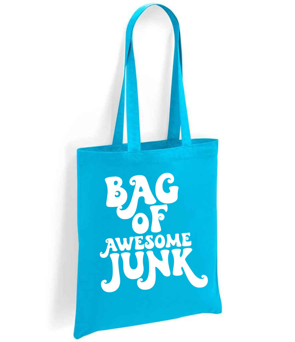 Bag of Awesome Junk tote bag in turquoise blue