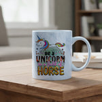 Be a UNICORN in a Field of HORSE marble mug in blue