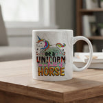 Be a UNICORN in a Field of HORSE marble mug in grey
