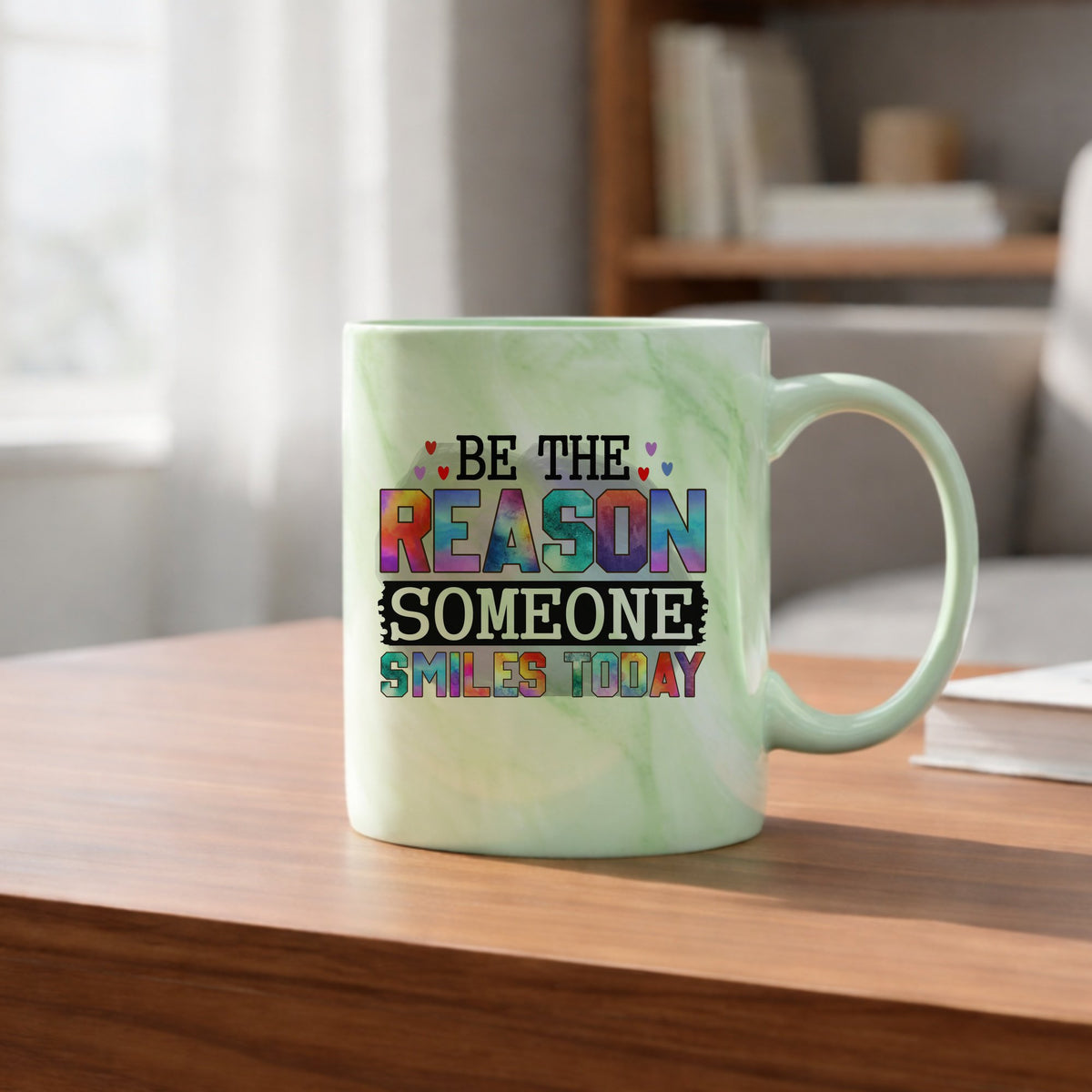 Be the Reason Someone Smiles Today marble mug in green