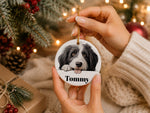 Customisable Bearded Collie Face – Ceramic Hanging Decoration, personalised with your own text