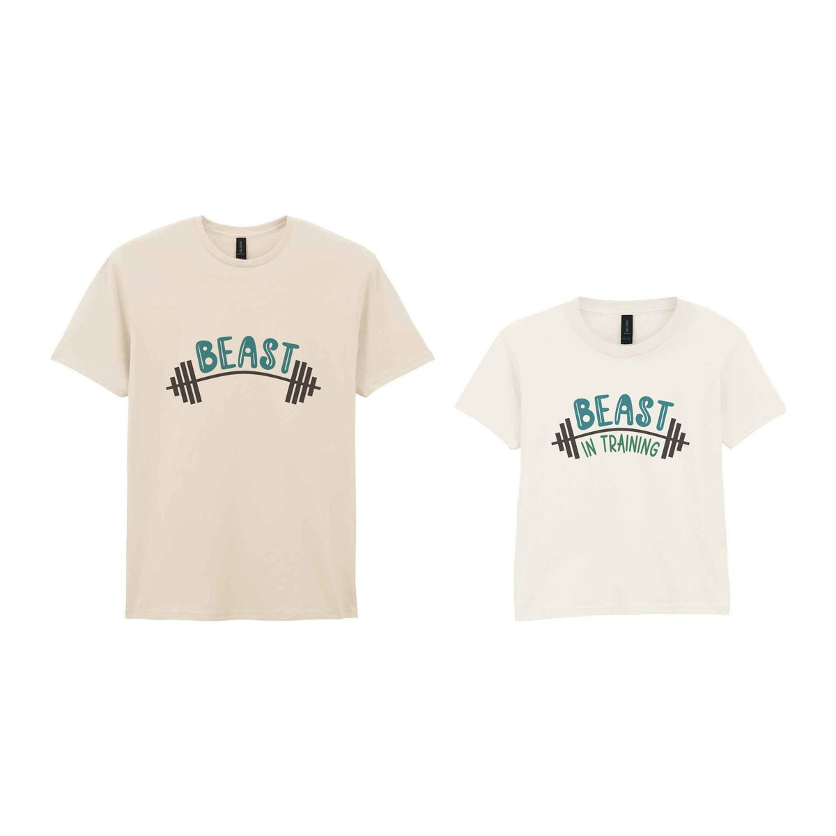 Beast Matching Set for Dad and Kid - Fitness Mini Me Matching Outfits in Natural