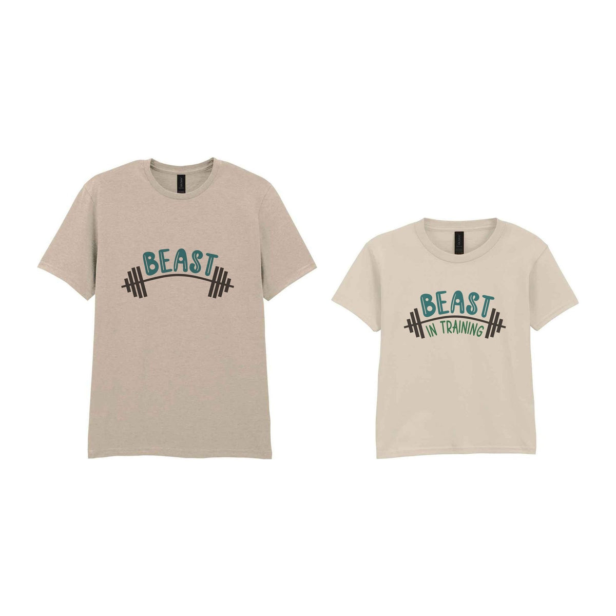 Beast Matching Set for Dad and Kid - Fitness Mini Me Matching Outfits in Sand