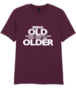 Being Old Doesn't Seem So Old Now That I Am Older t-shirt in maroon