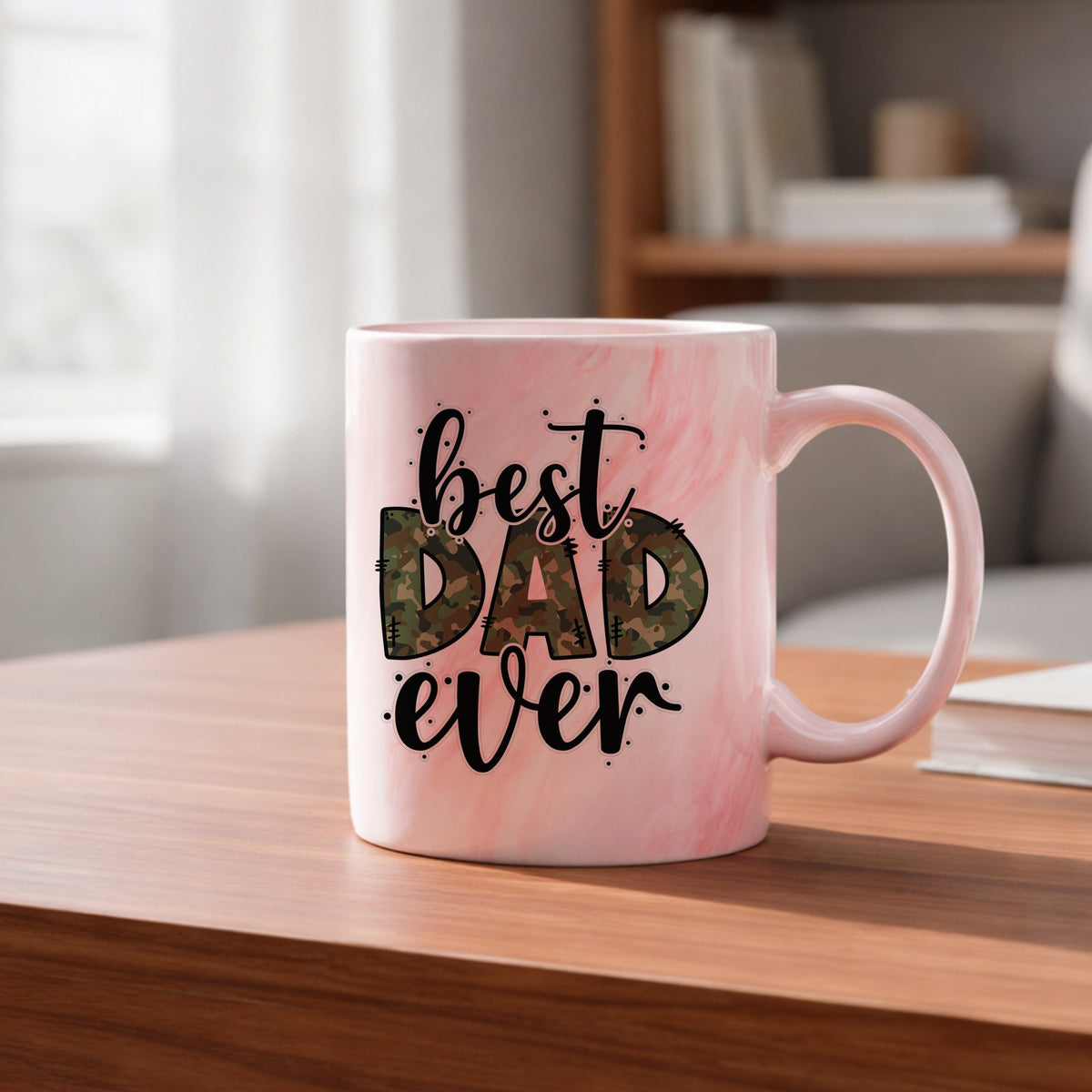 Best DAD Ever marble mug in red