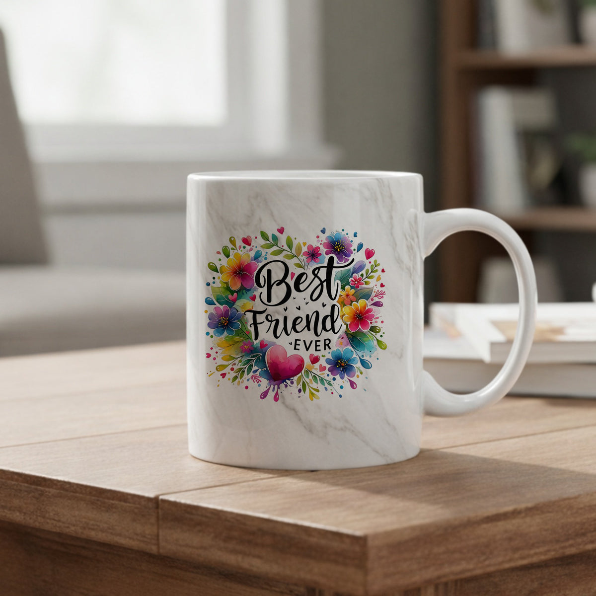 Best Friend Ever marble mug in grey