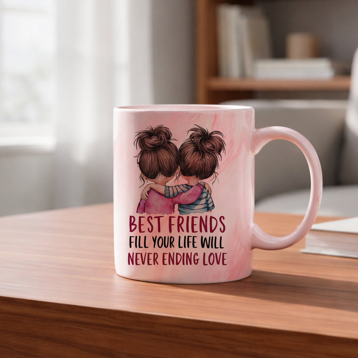 Best Friends Fill Your Life Will Never Ending Love marble mug in red
