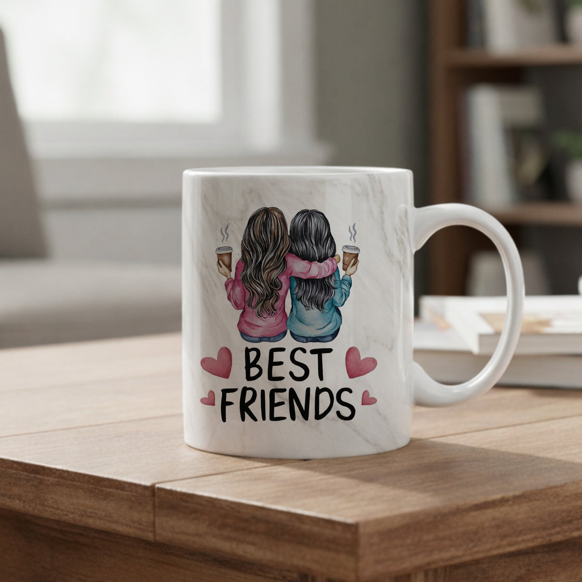 Best Friends marble mug in grey