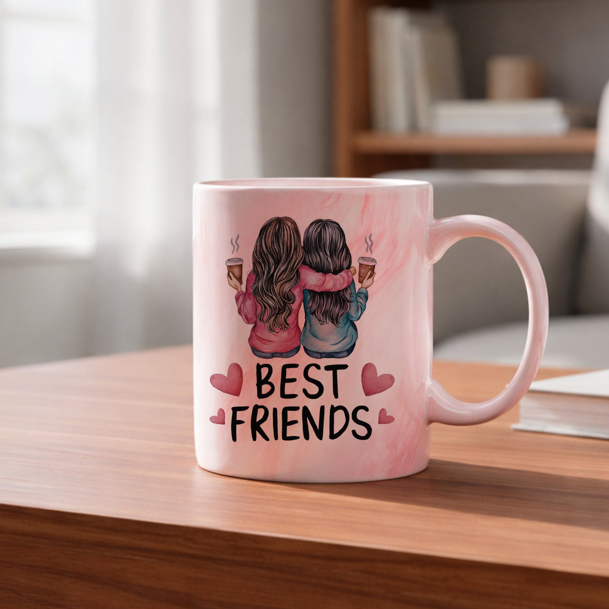 Best Friends marble mug in red