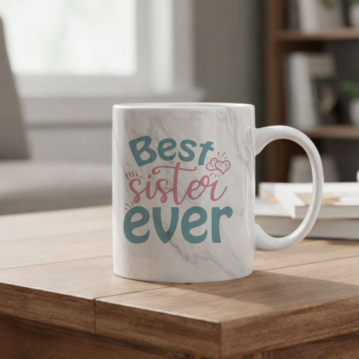 Best Sister Ever marble mug in grey