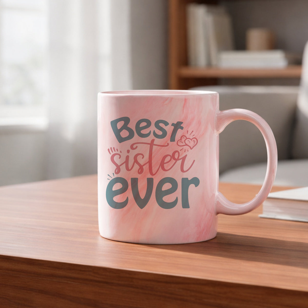 Best Sister Ever marble mug in red
