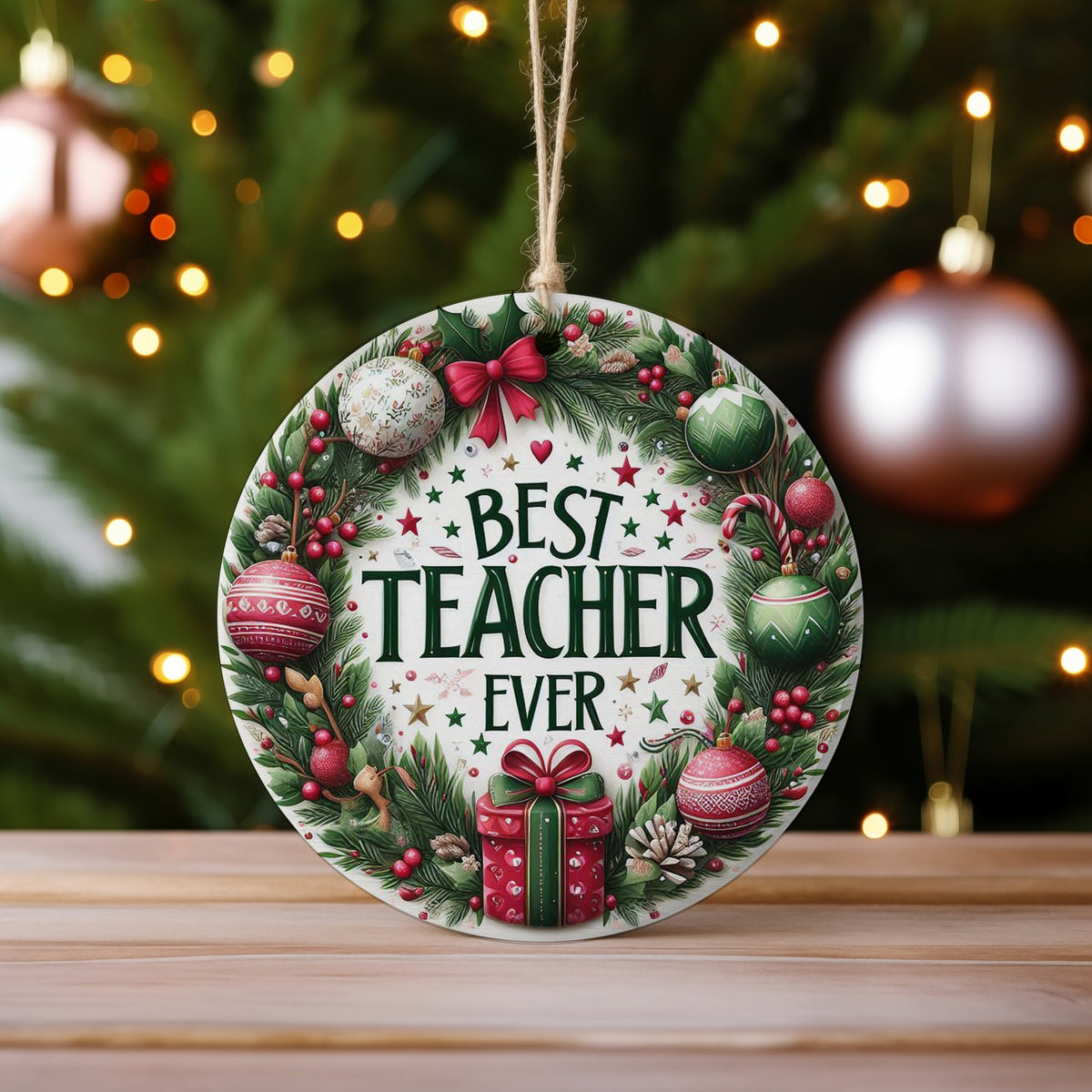 Best Teacher Ever ceramic hanging decoration in standard