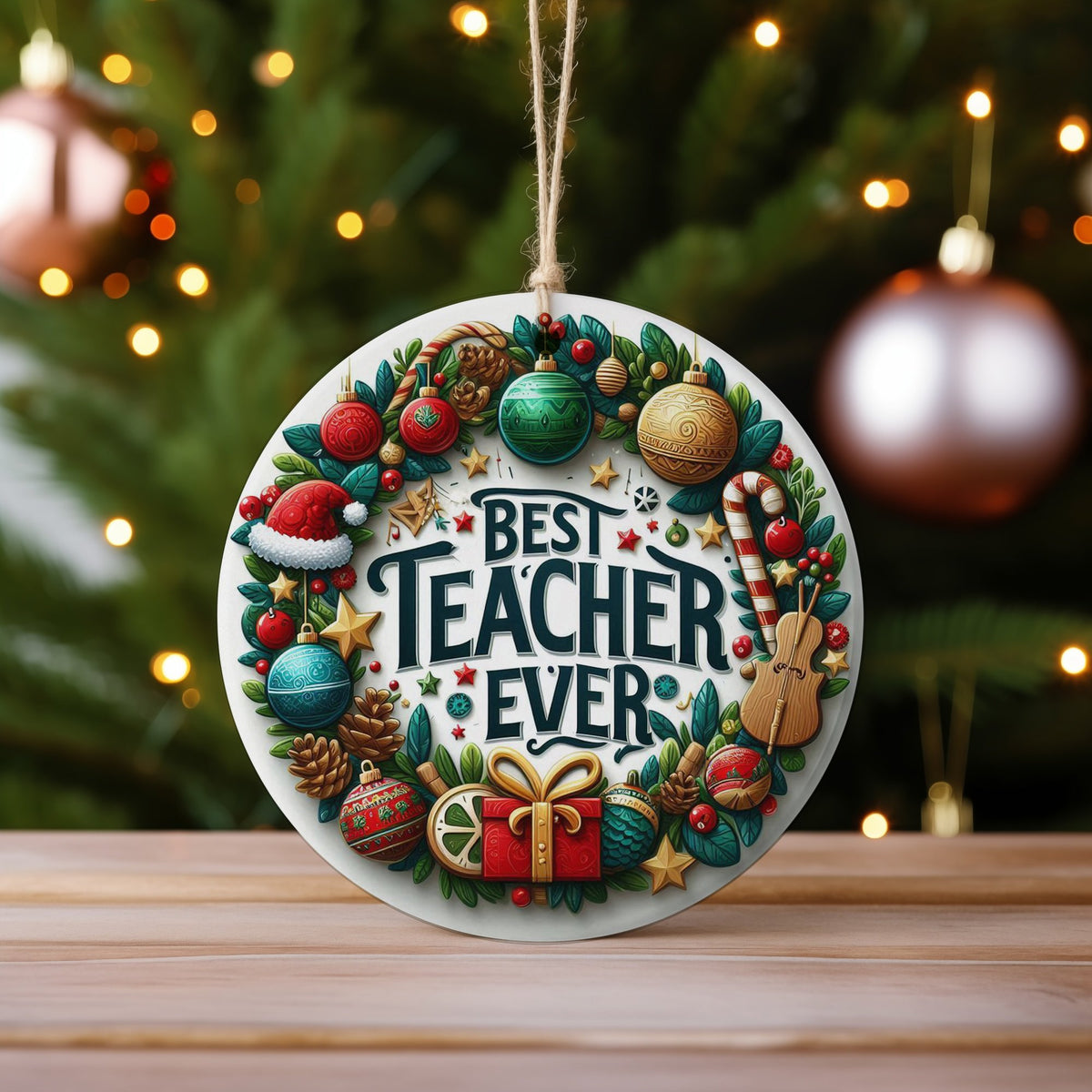 Best Teacher Ever ceramic hanging decoration in standard