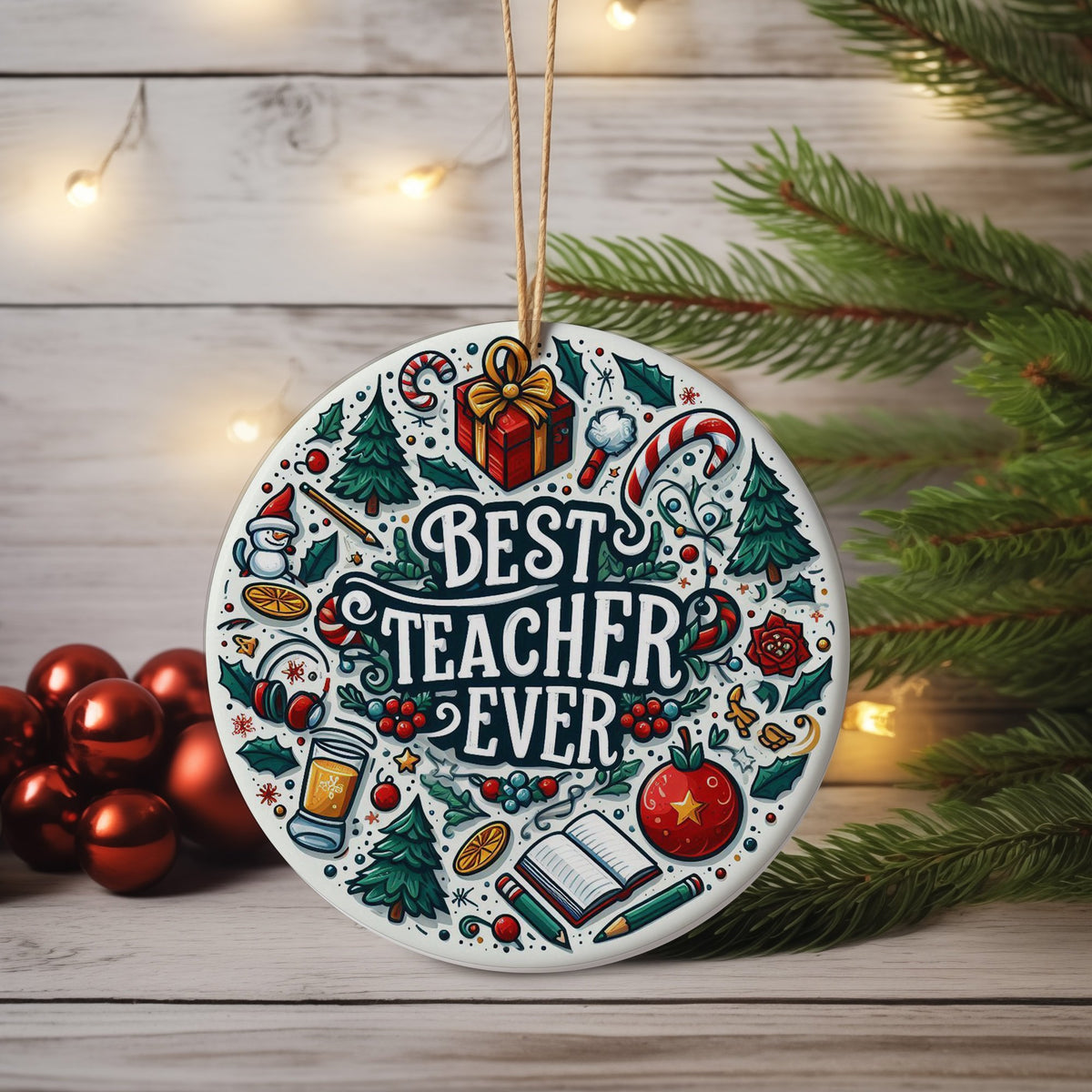 Best Teacher Ever ceramic hanging decoration in standard
