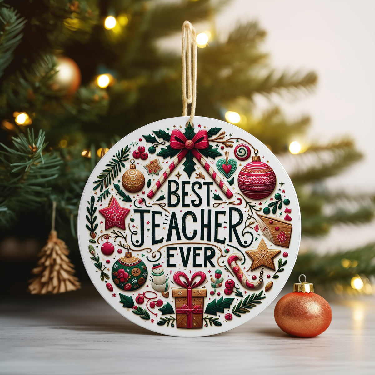 Best Teacher Ever ceramic hanging decoration in standard